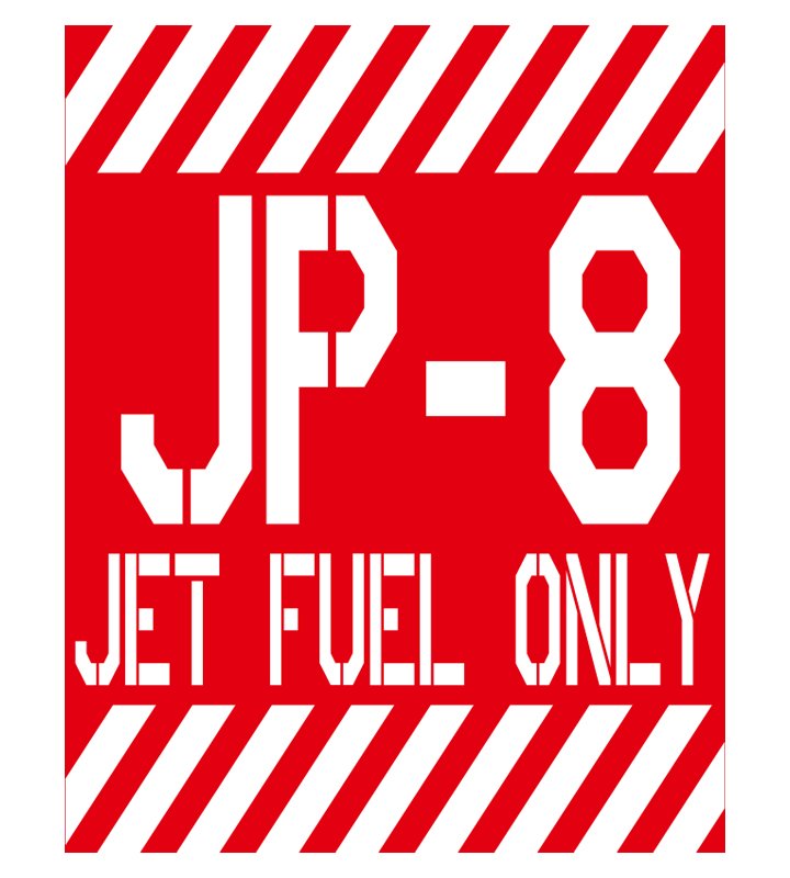 ST0078 航空汽油JP-8塑膠防水貼紙(紅色版)