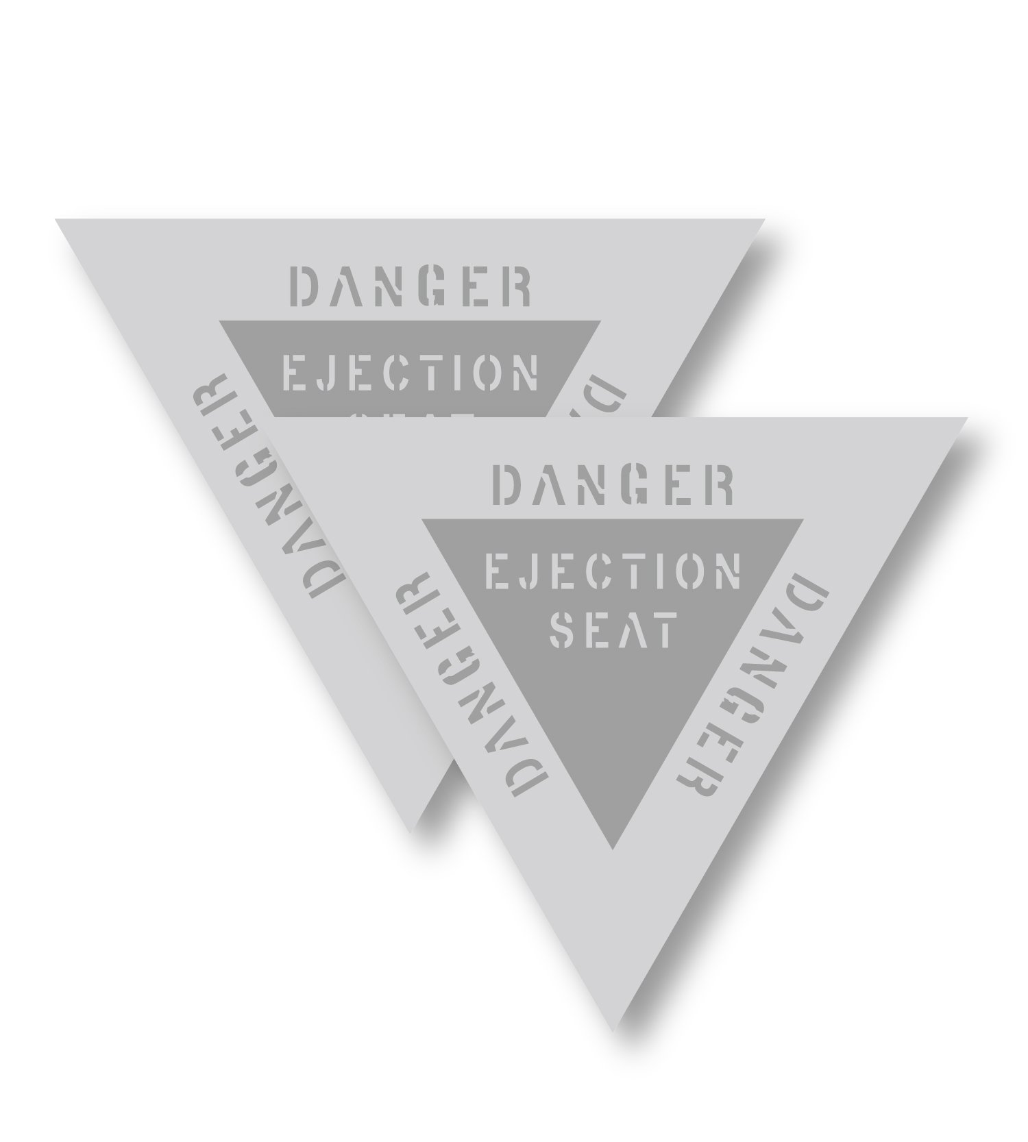 ST0068 彈射標示UPWARD EJECTION SEAT(空優灰色英文噴漆字形) 塑膠防水貼紙(2張入)