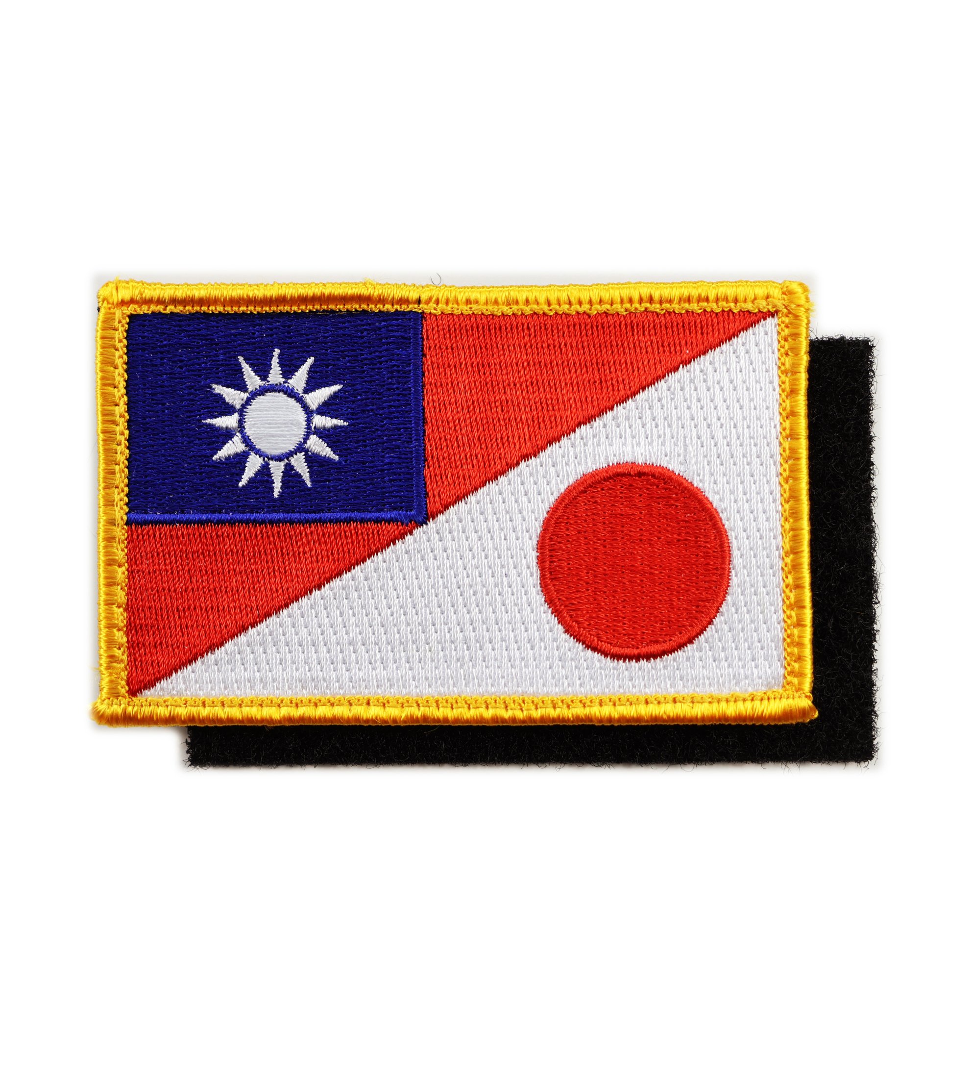P0164中華民國&日本國旗士氣章(黃邊)(魔鬼氈)