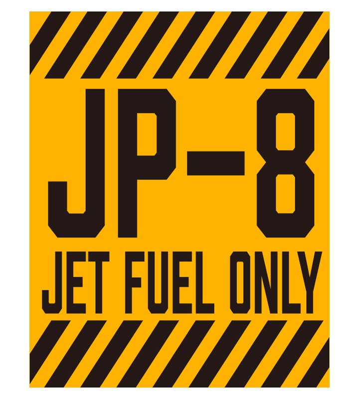 ST0080 航空汽油JP-8塑膠防水貼紙(黃色版)