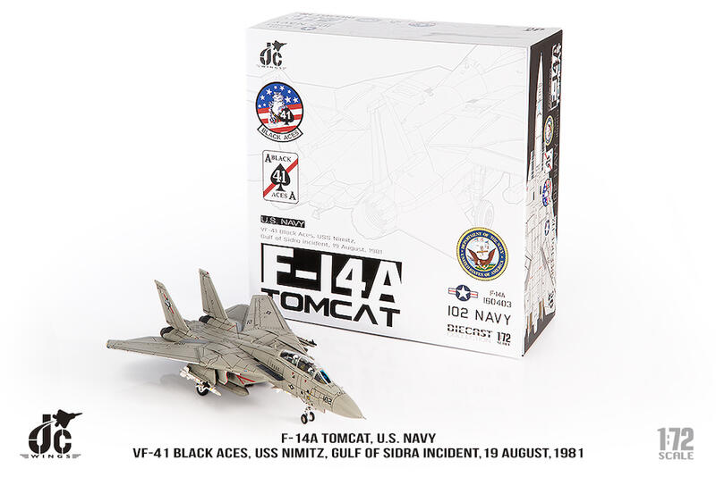美國海軍VF-41中隊F-14A雄貓1981錫德拉灣事件模型1/72成品JCW-72-F14-017