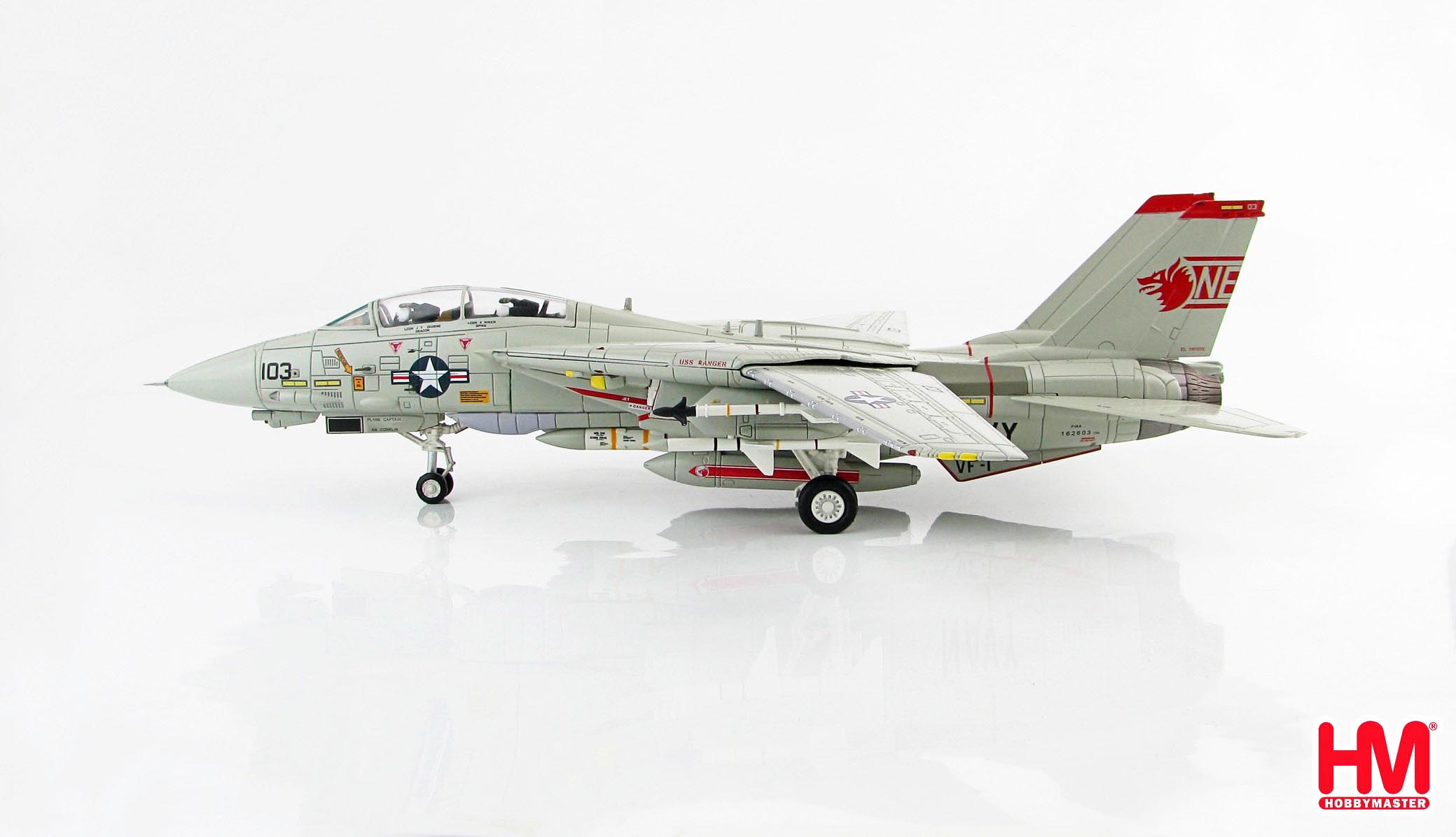 HA5224美軍F-14A雄貓戰鬥機VF-1狼群中隊Mi-8殺手合金模型