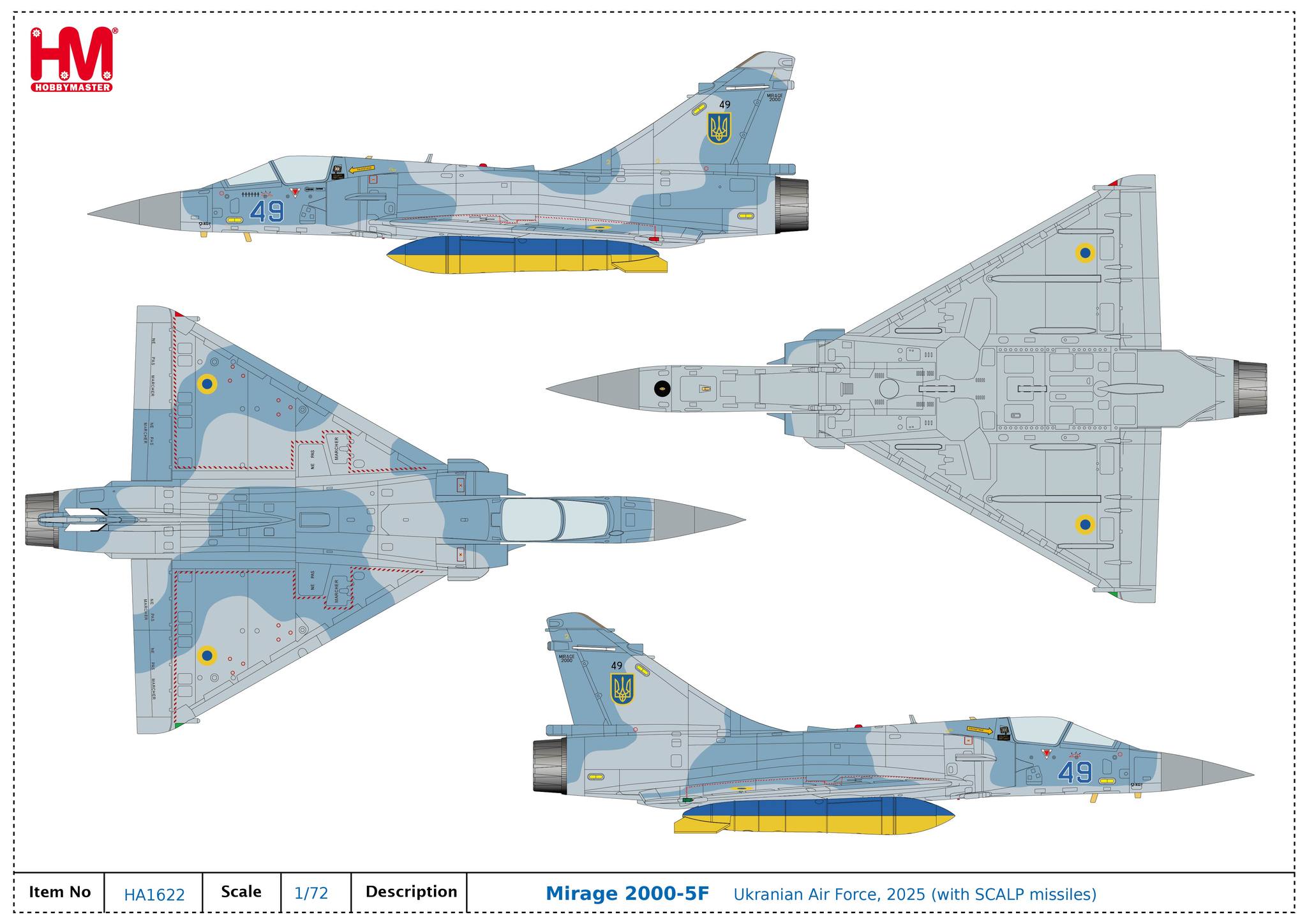 HA1622烏克蘭空軍Mirage 2000-5F 暴風影巡弋飛彈