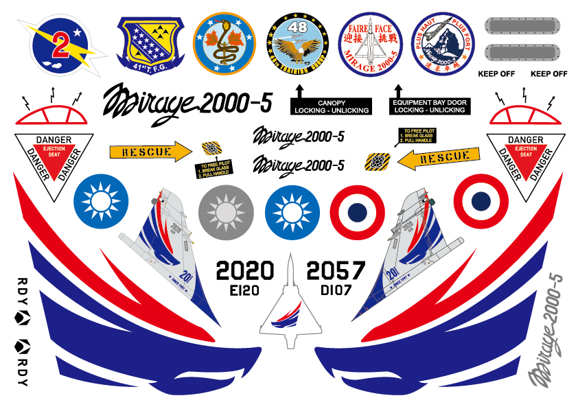 空軍第二聯隊Mirage幻象2000-5戰機 UV轉印貼紙(A4*1張)