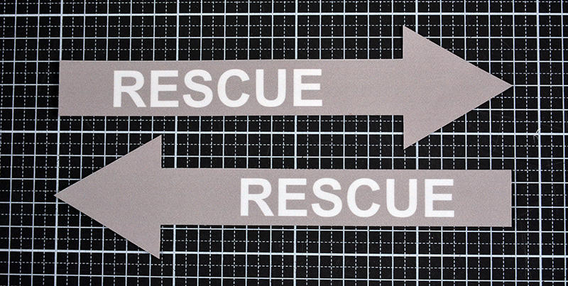 ST0086搶救RESCUE灰色版防水貼紙