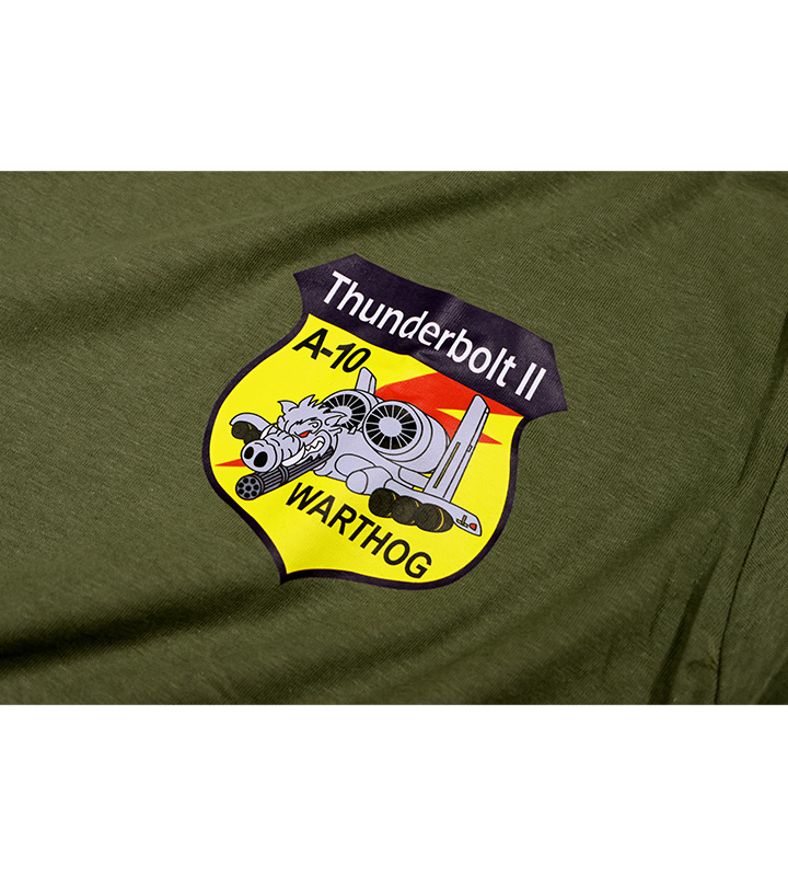 TS014  疣豬A-10攻擊機軍綠色棉T-SHIRT