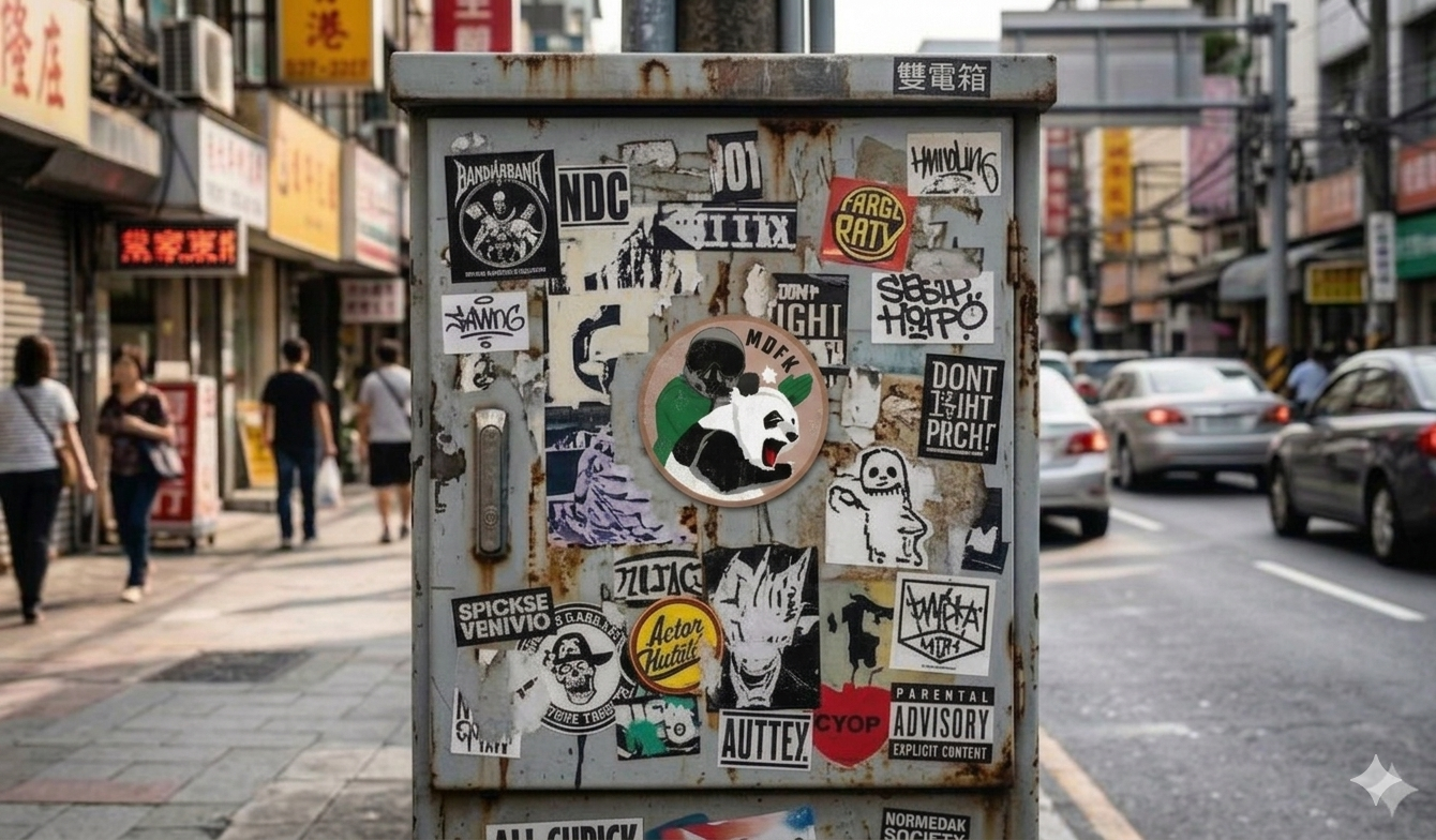 ST0004 飛行員打貓熊 MDFK PANDA 貼紙