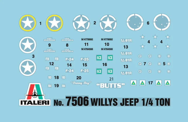 7506美國Willys Jeep 4x4 威力吉普車1/4頓 (一盒兩輛)1/35模型