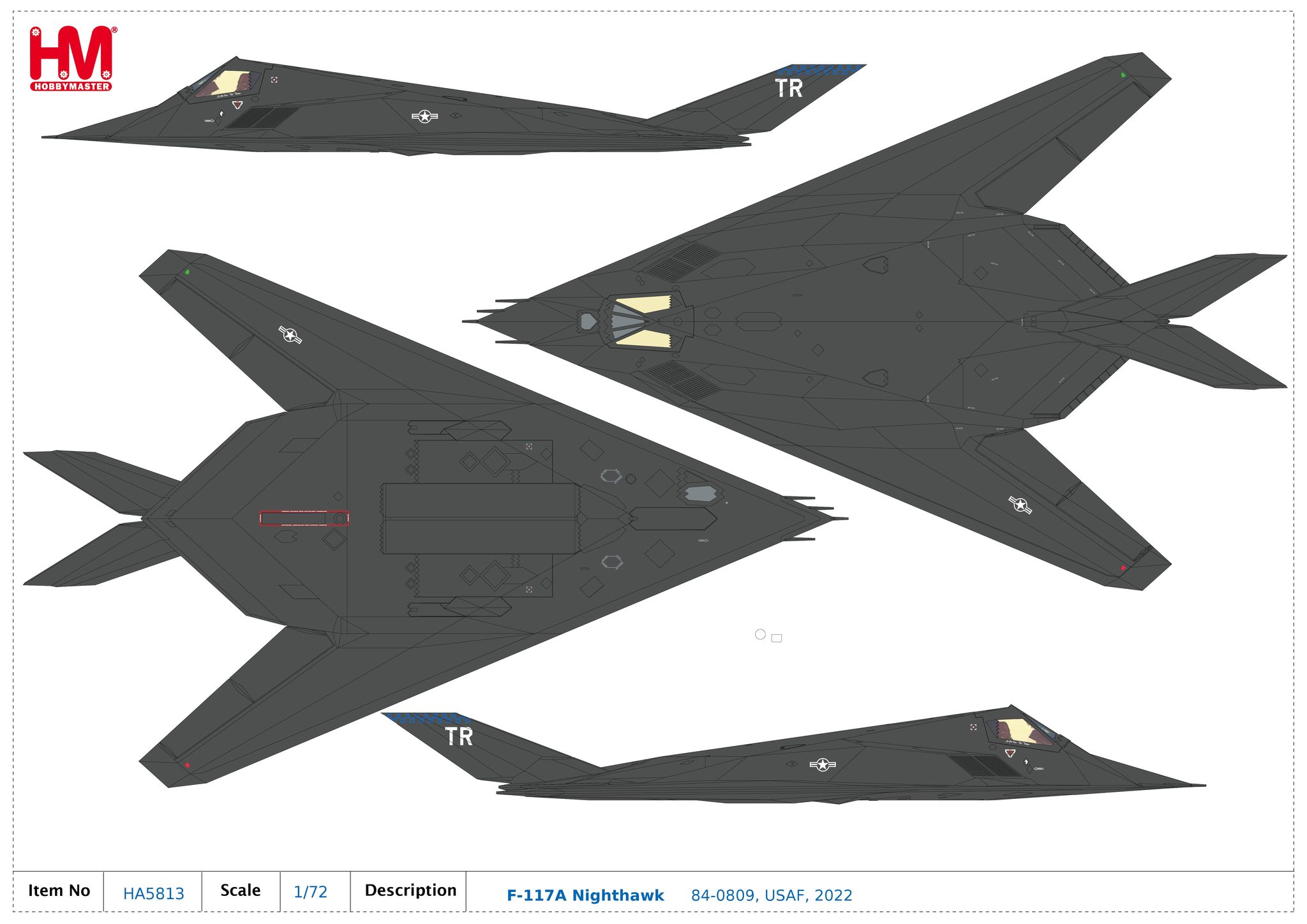 HA5813 美國空軍F-117A夜鷹隱形轟炸機B57+B61核彈版