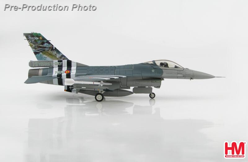 HA3879比利時空軍諾曼第75週年F-16AM彩繪紀念機1/72合金成品模型