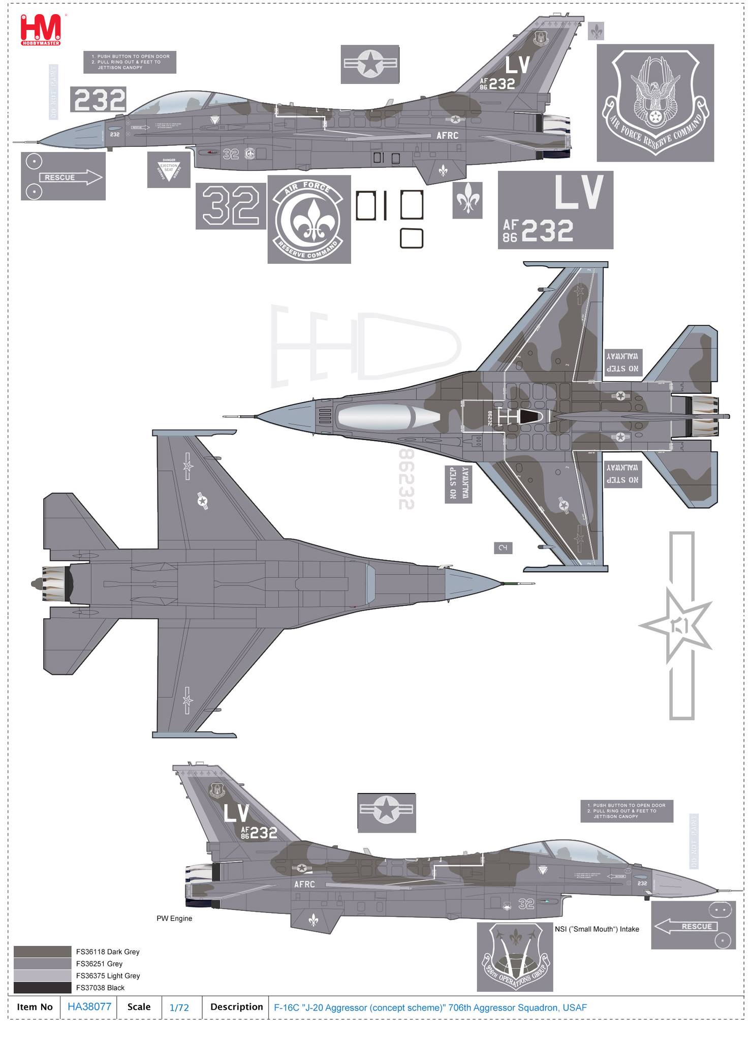 HA38077美國空軍 F-16C 706假想敵中隊 