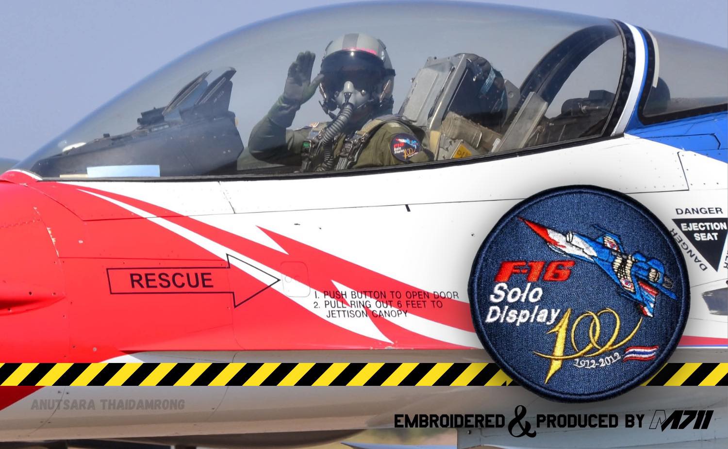 PT0008泰國F-16 SOLO DISPLAY臂章(藍邊)(魔鬼氈)