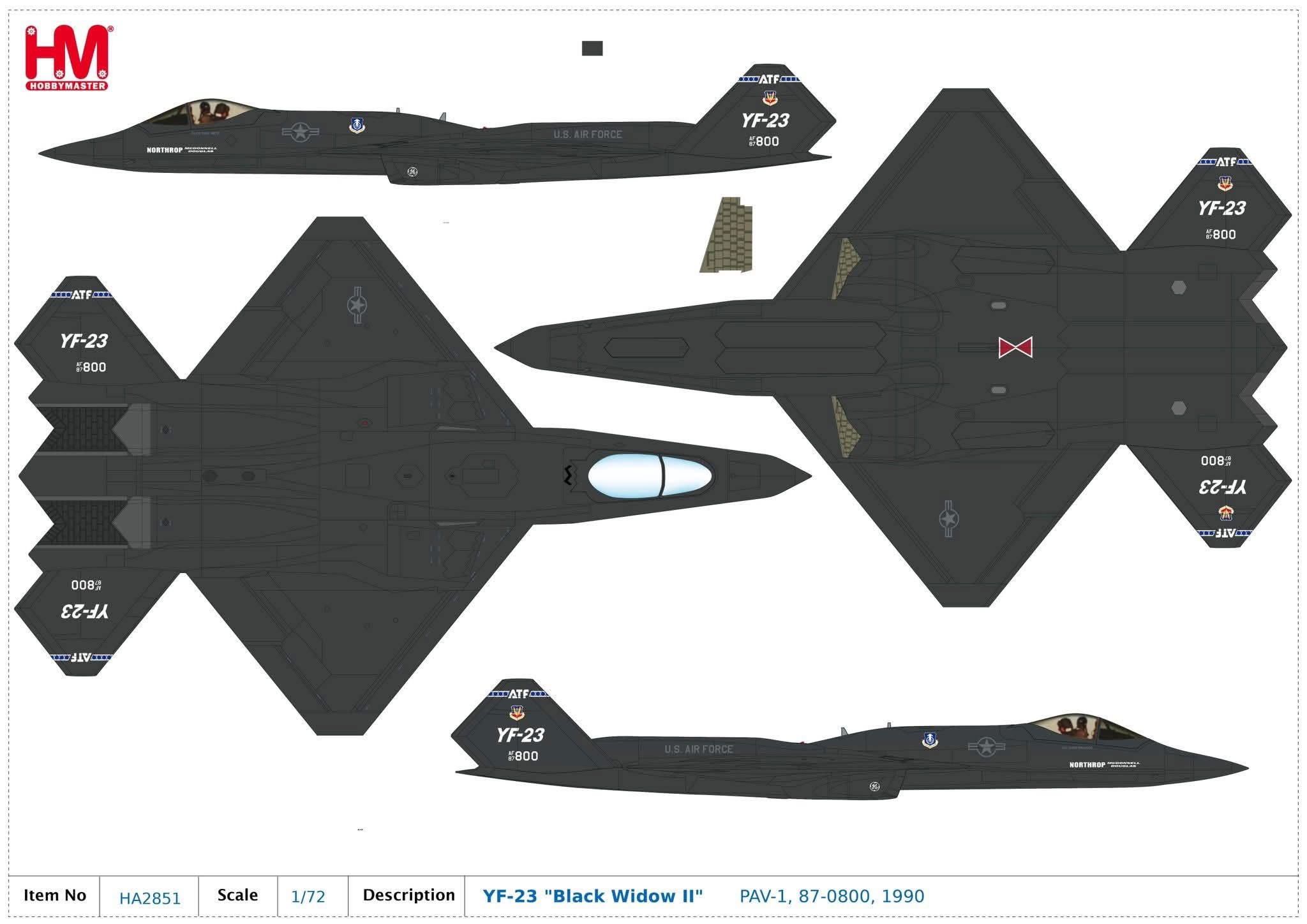 HA2851美國YF-23 “Black Widow II” PAV-1 1/72合金成品模型HM