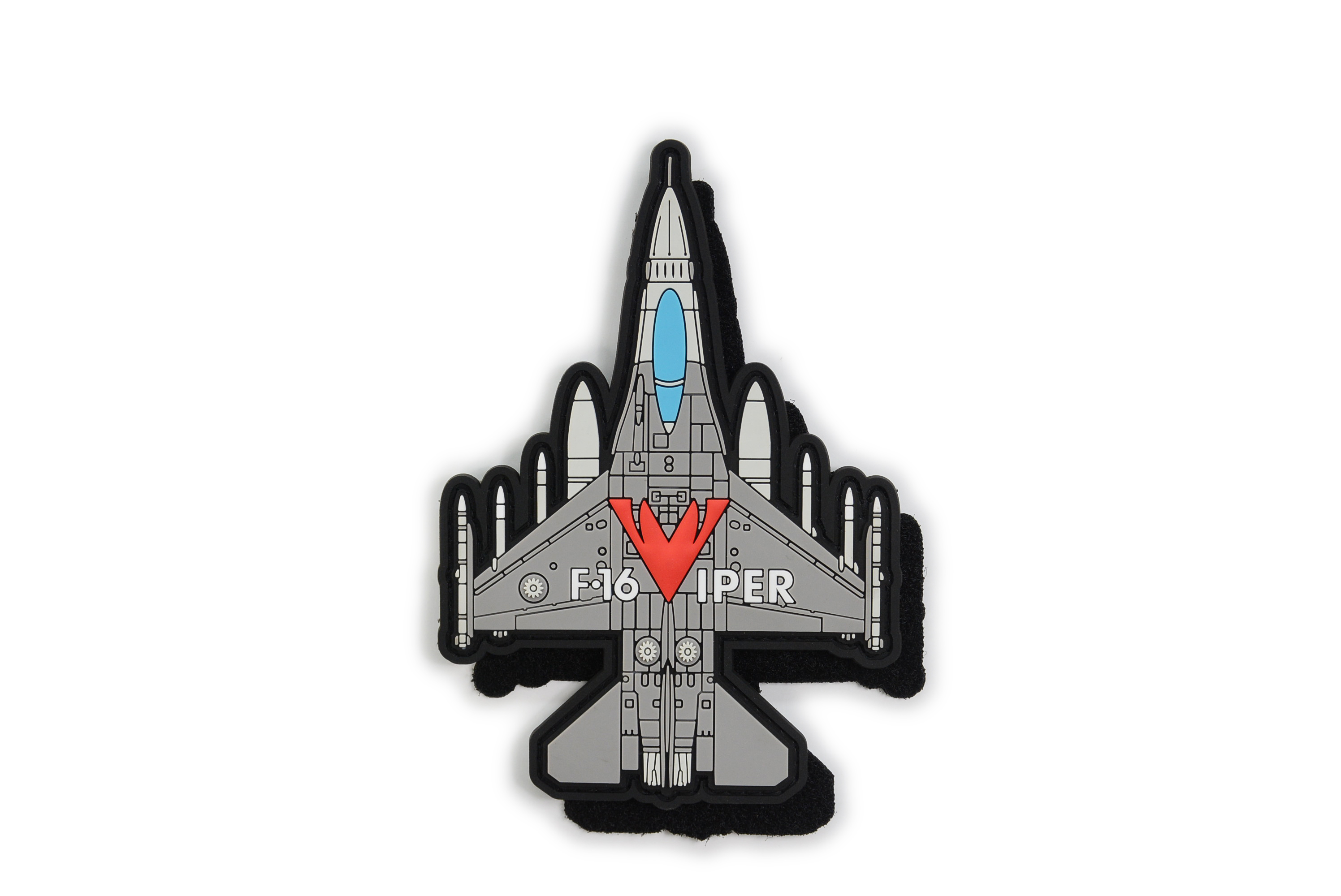 PVC0060空軍F-16V機種章(有魔鬼氈)(白字蓄光)