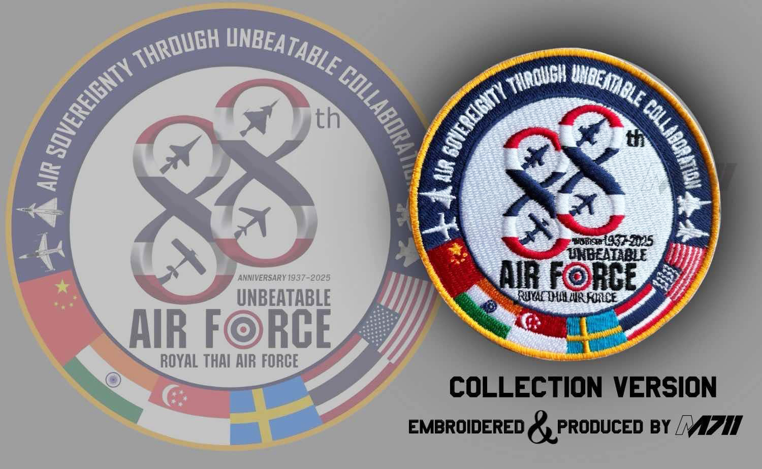 PT0001泰國空軍建軍88周年(圓型)臂章(魔鬼氈)