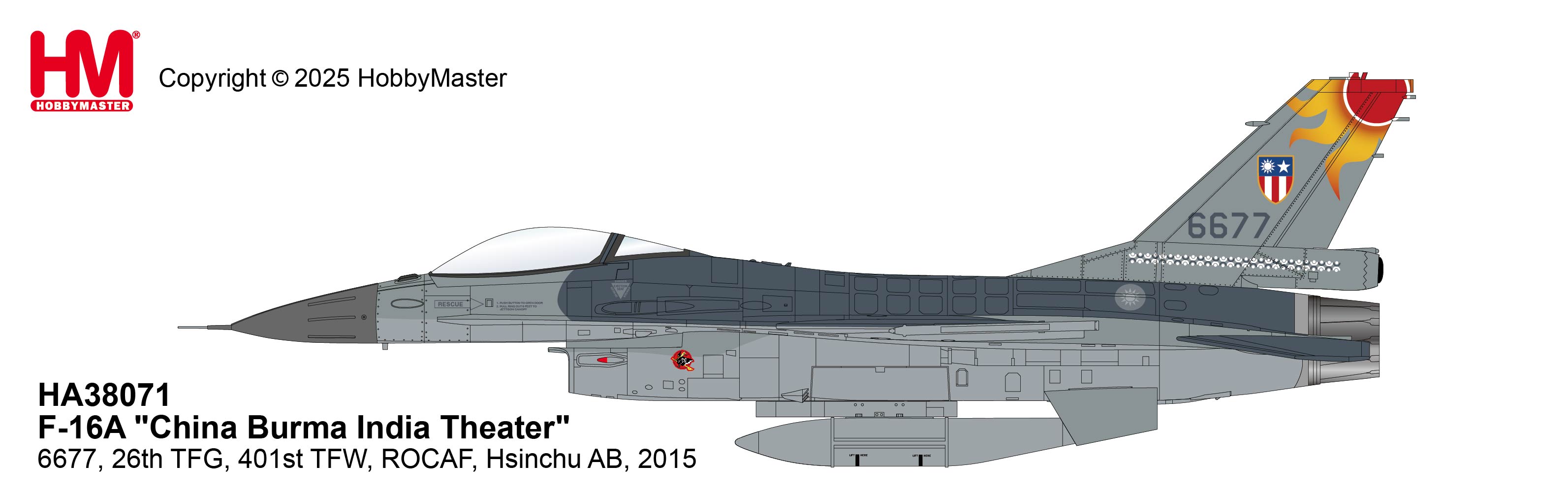 HA38071國軍F-16A #6677中緬印戰區彩繪