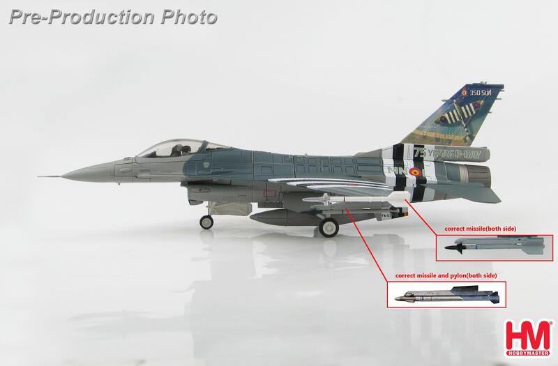 HA3879比利時空軍諾曼第75週年F-16AM彩繪紀念機1/72合金成品模型