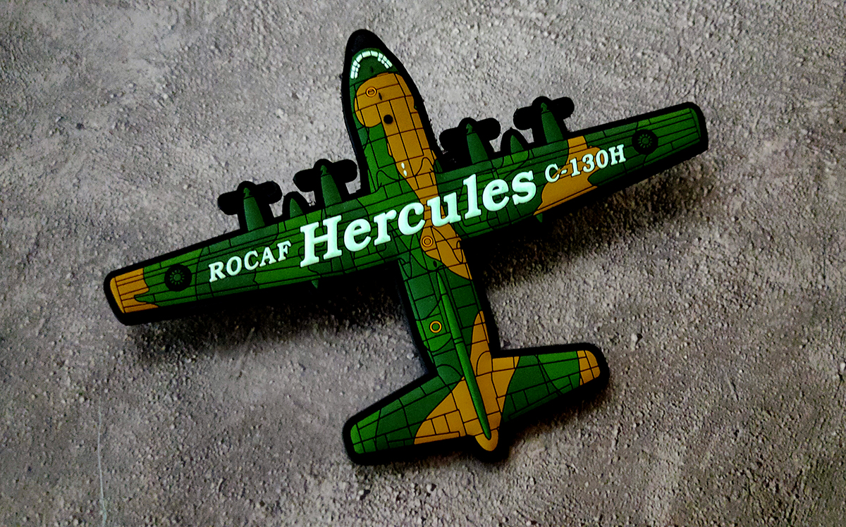 PVC0036 空軍屏東C-130H夜光PVC軟膠章(有魔鬼氈)