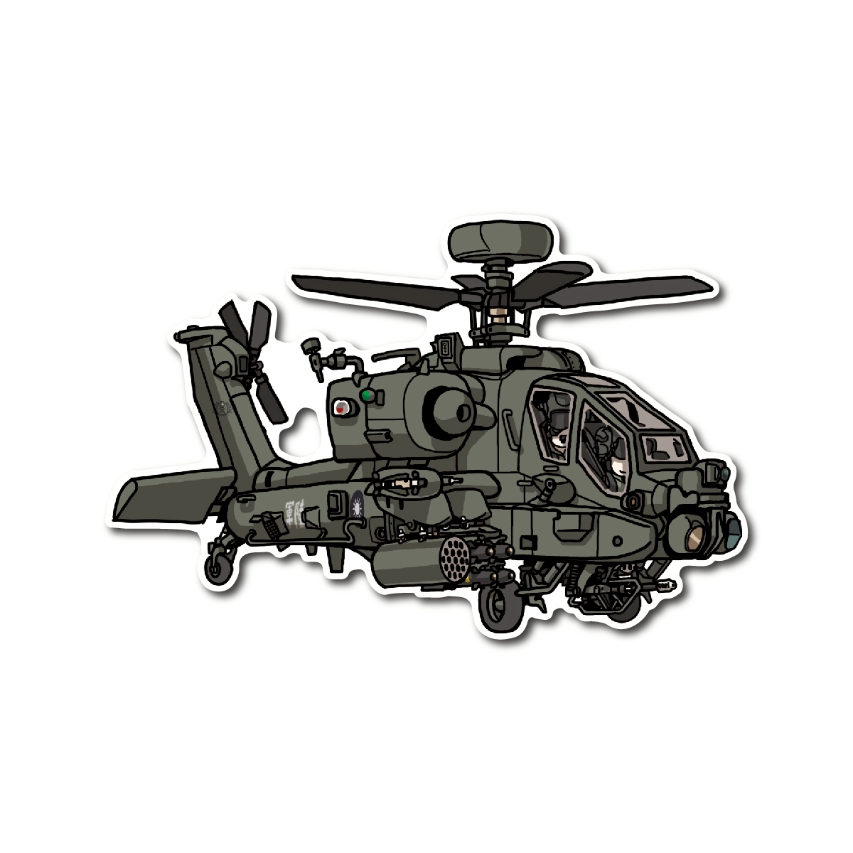 陸軍航空AH-64E阿帕契直升機(地獄火飛彈+火箭)(右向)