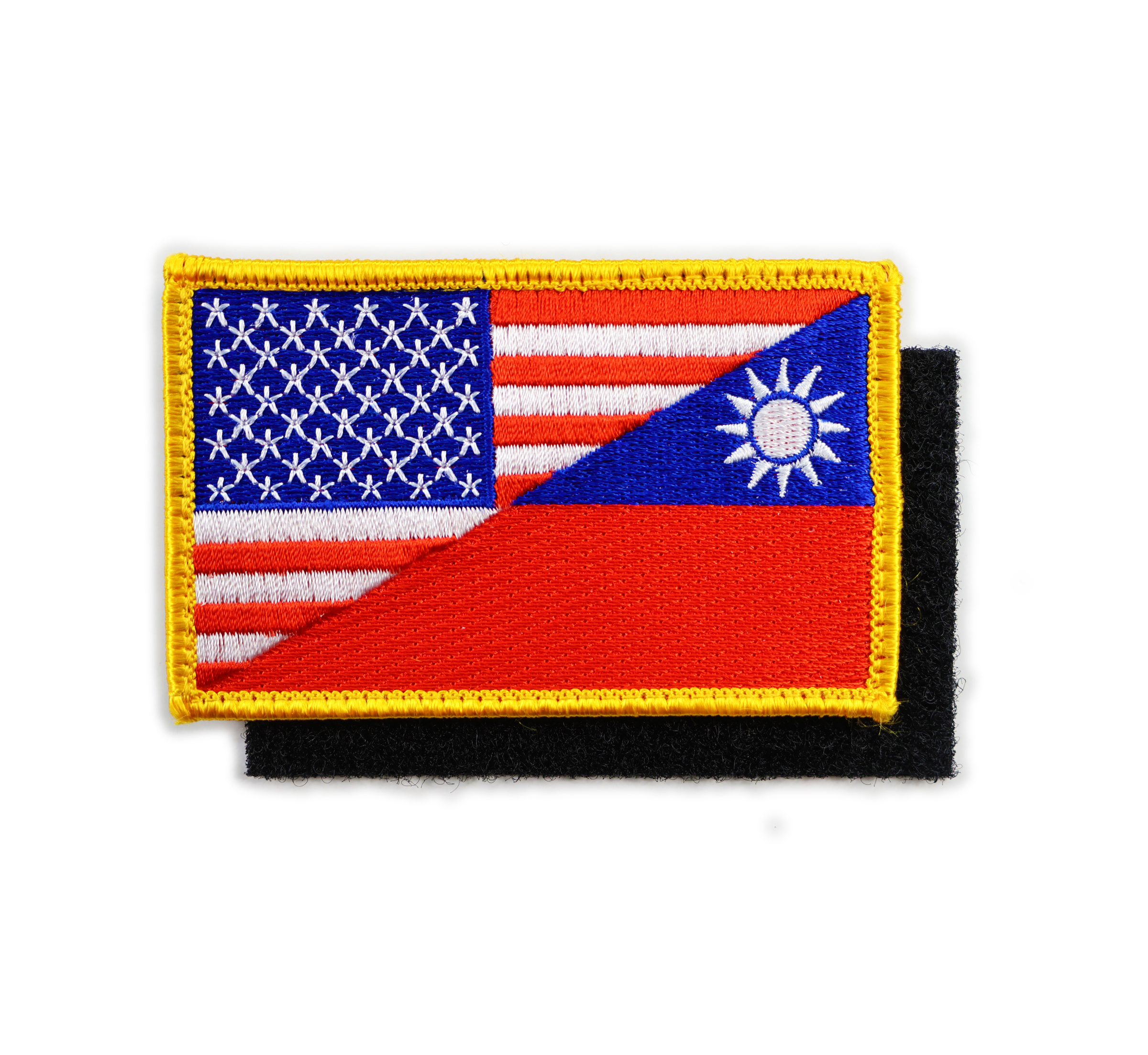 P0162美國&中華民國國旗士氣章(黃邊)(魔鬼氈)