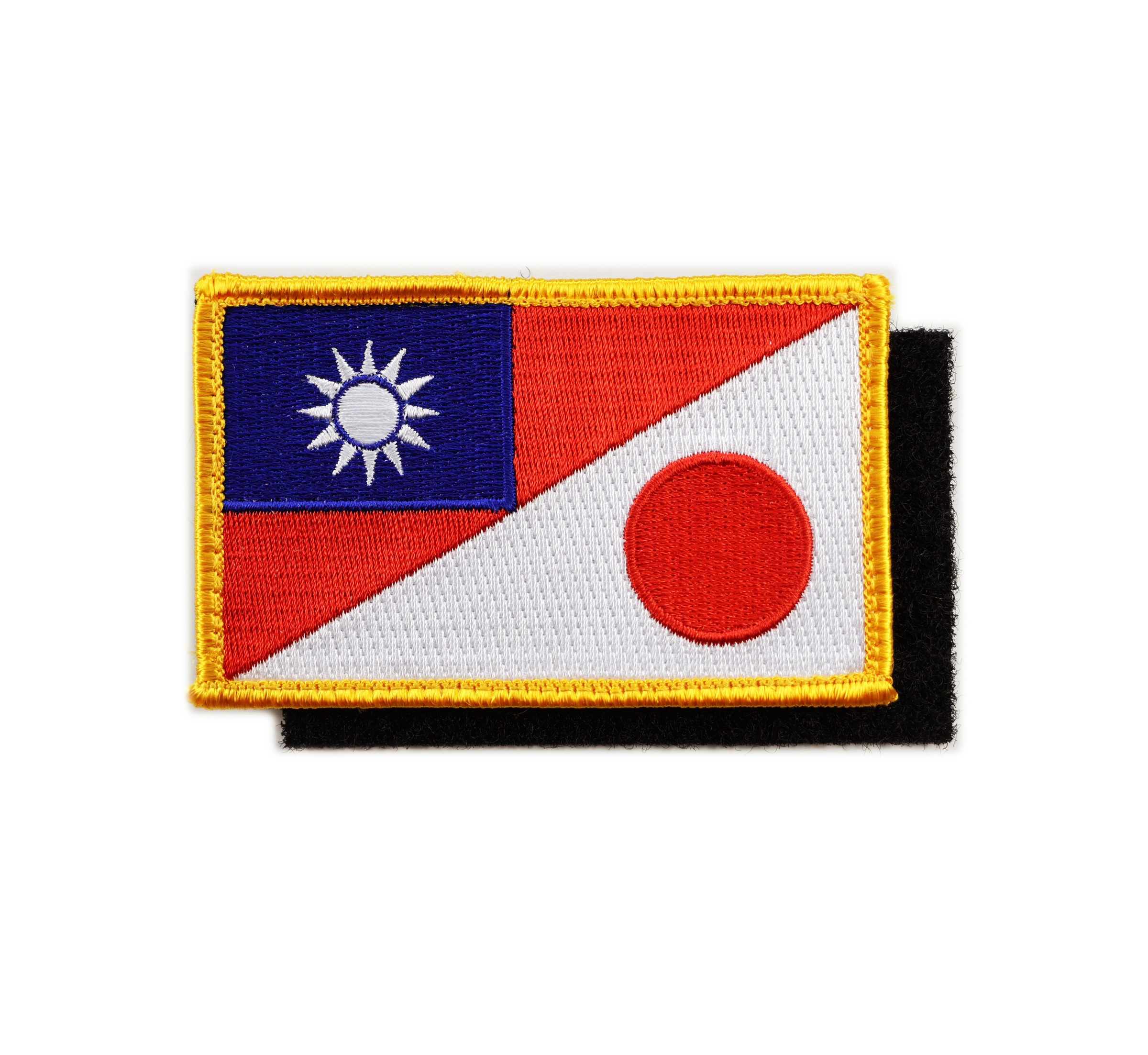 P0164中華民國&日本國旗士氣章(黃邊)(魔鬼氈)