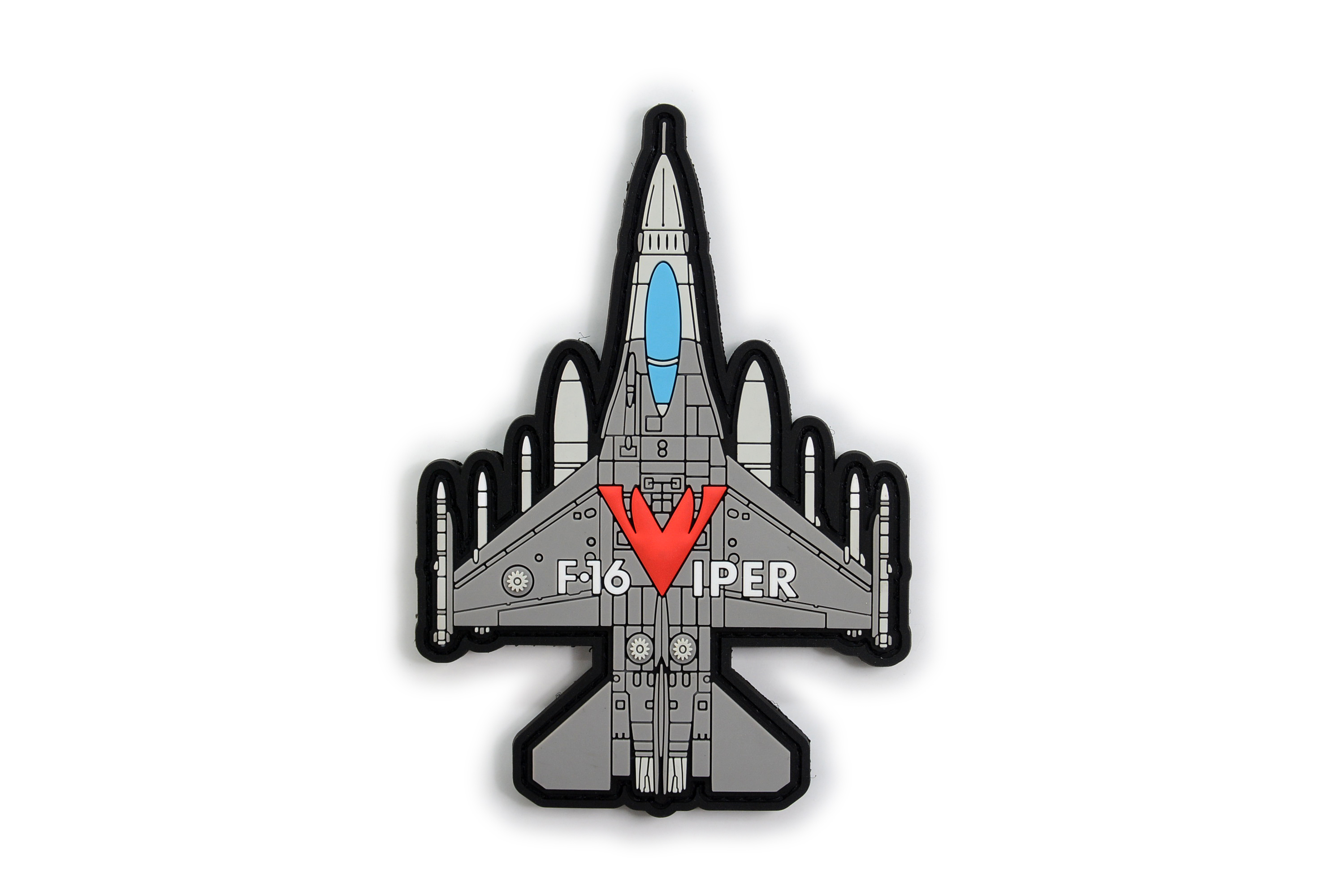PVC0060空軍F-16V機種章(有魔鬼氈)(白字蓄光)