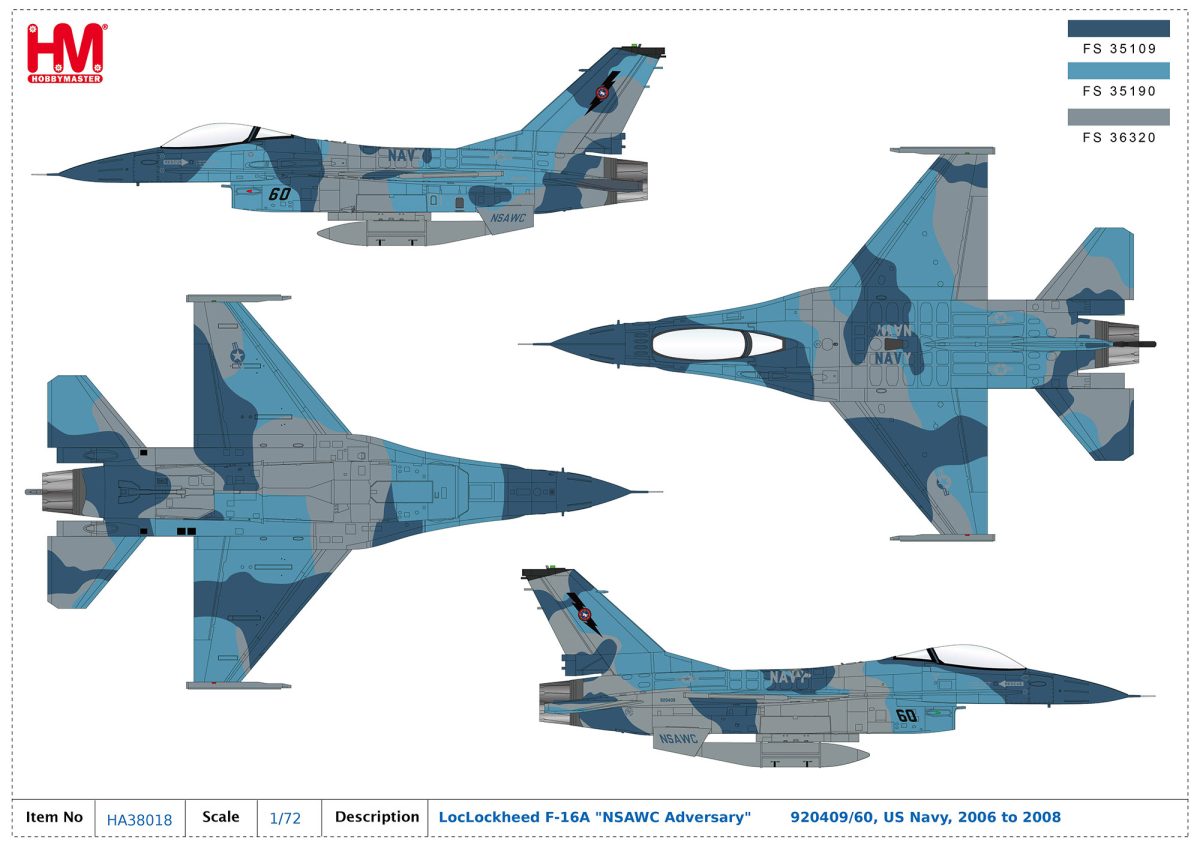 HA38018美國海軍F-16A “NSAWC Adversary” 合金模型