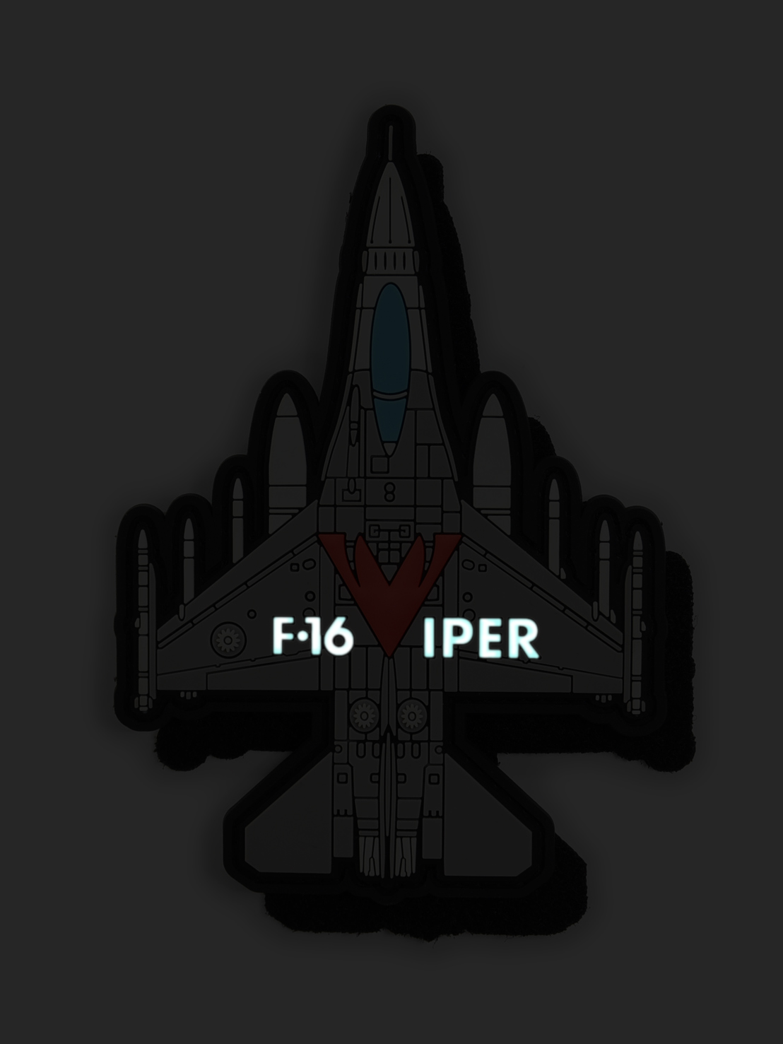 PVC0060空軍F-16V機種章(有魔鬼氈)(白字蓄光)