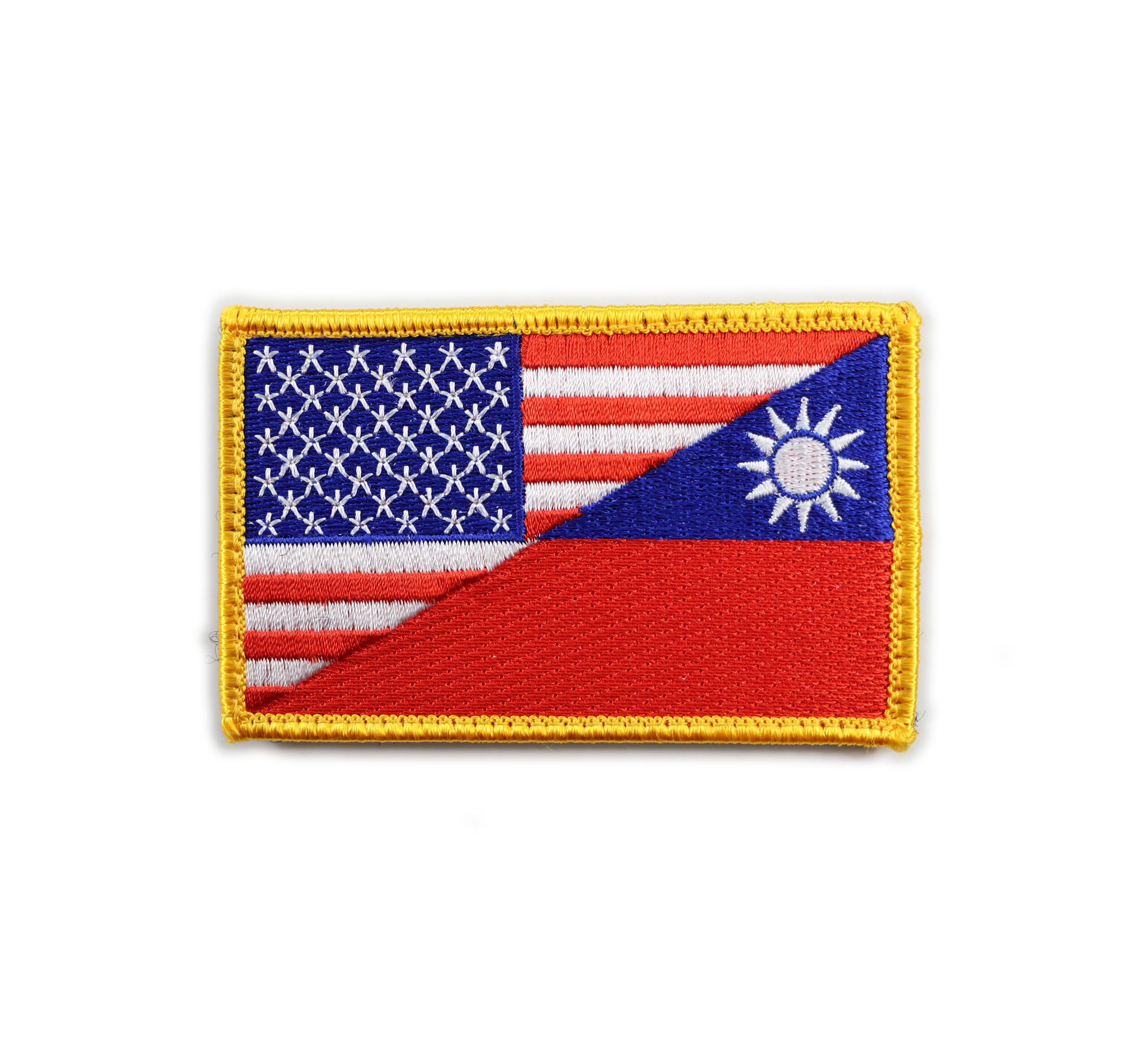 P0162美國&中華民國國旗士氣章(黃邊)(魔鬼氈)