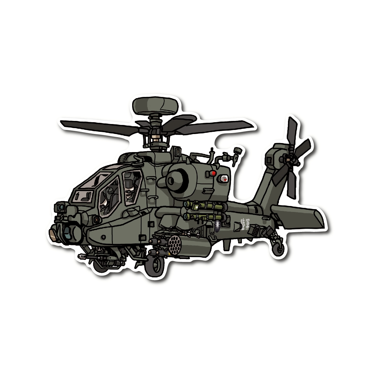 陸軍航空AH-64E阿帕契直升機(地獄火飛彈+火箭+刺針)(左向)