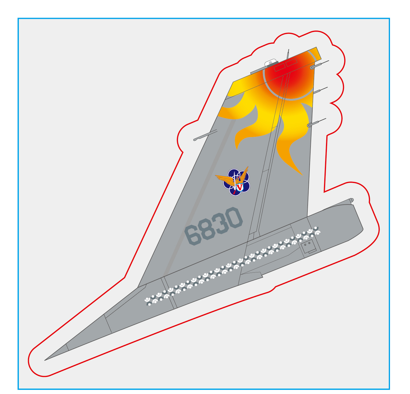 ST0081空軍F-16戰鬥機彩繪尾翼透明防水塑膠貼紙